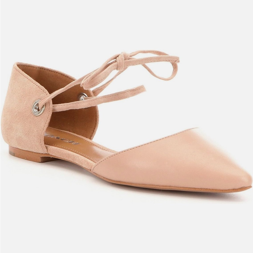Coach Women's Roy Suede Pointed Toe Ankle Strap Slide Flat